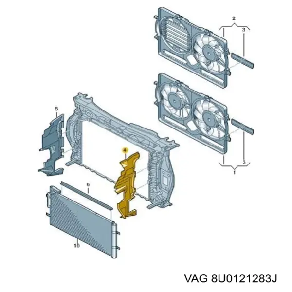 Повітропровід (дефлектор) радіатора, нижній VAG 8U0121283J ціна, від 66.65 USD