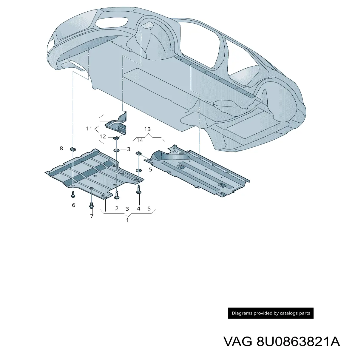 Захист двигуна, піддона (моторного відсіку) Audi Q3 (8UB) (Ауді Ку 5)
