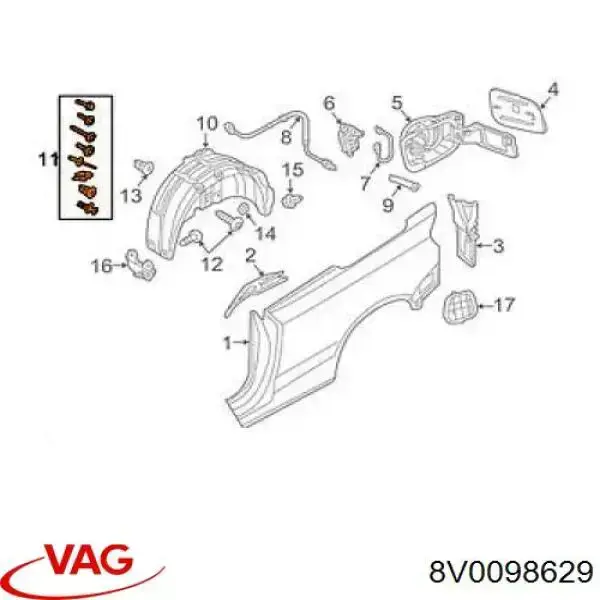  VAG 8V0098629 ціна, від 33.17 USD