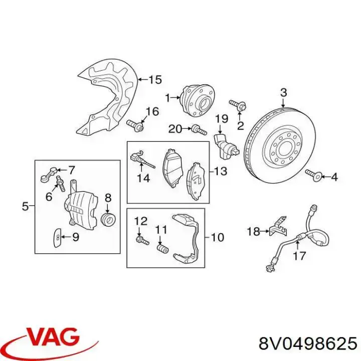 Передня маточина 8V0498625 VAG