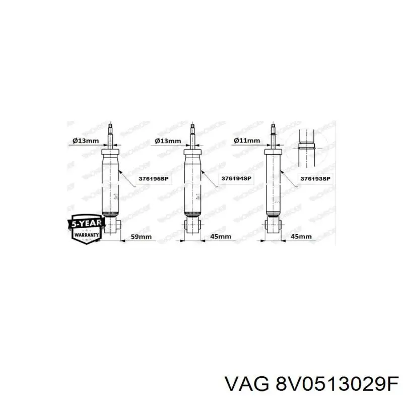 Купити 8V0513029F VAG Стійка амортизатора задня