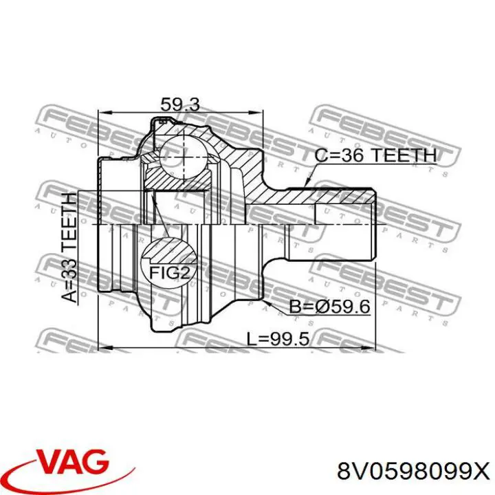 Граната зовнішня задня VAG 8V0598099X ціна, від 32.81 USD