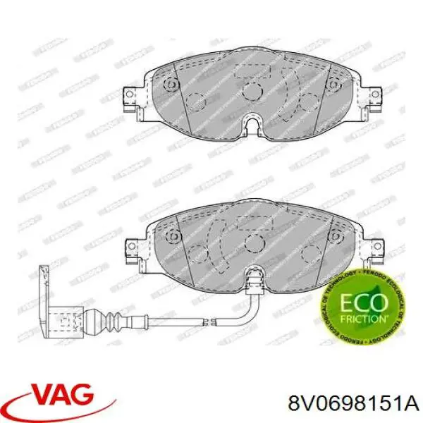 Гальмівні колодки VAG 8V0698151A ціна, від 32.79 USD