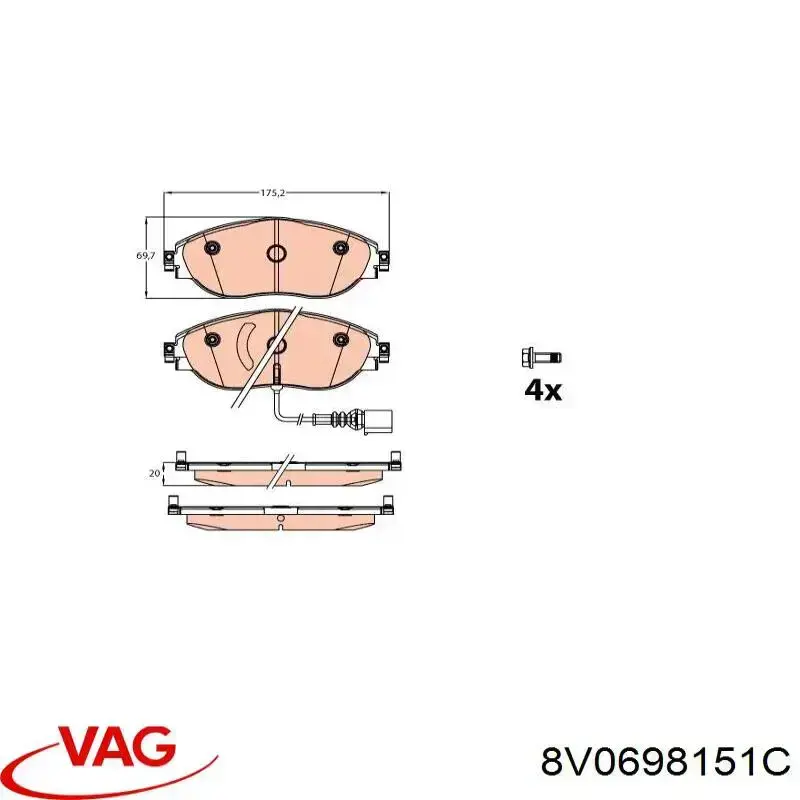 Тормозні колодки VAG 8V0698151C