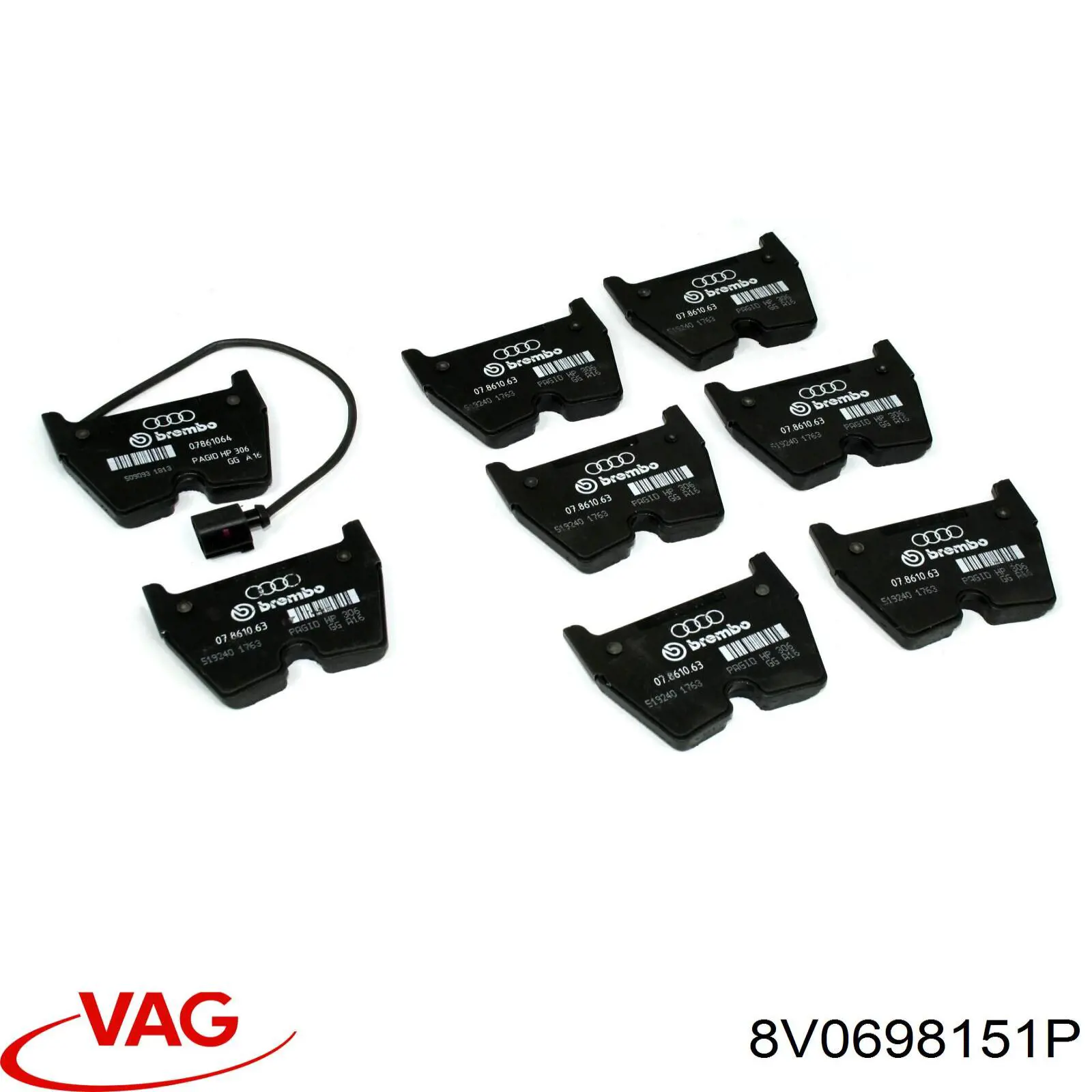 Гальмівні колодки VAG 8V0698151P ціна, від 93.04 USD