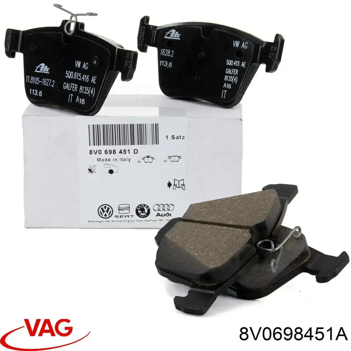 Задні гальмівні колодки VAG 8V0698451A ціна, від 44.59 USD