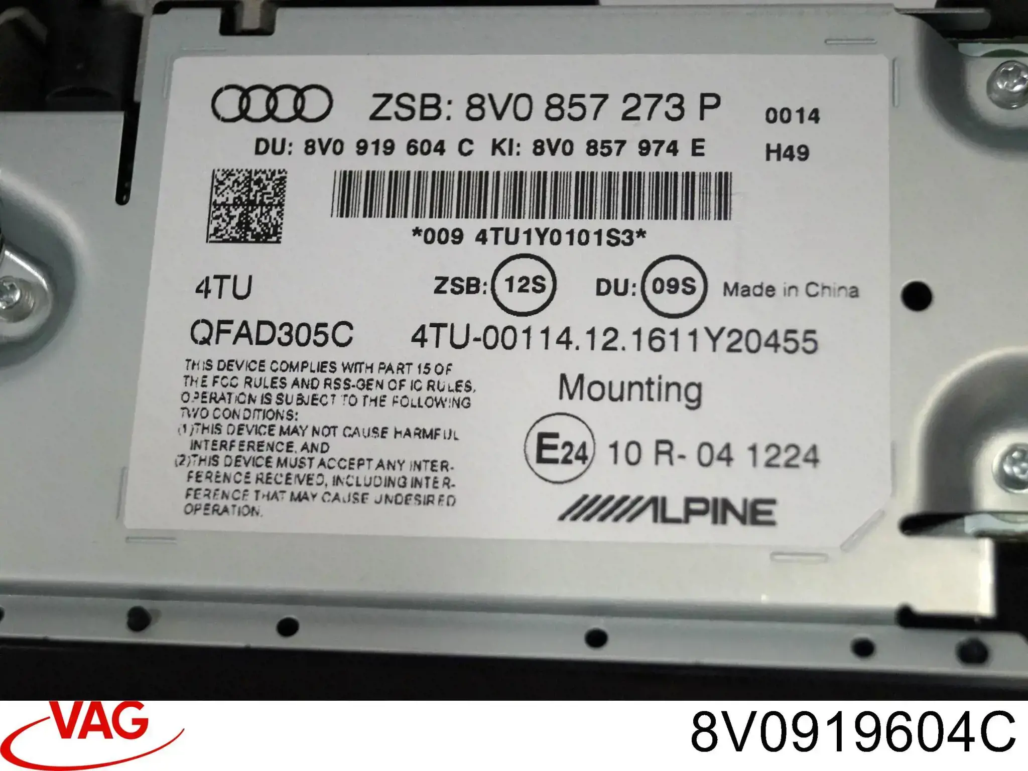 Дисплей бортового комп'ютера VAG 8V0919604C ціна, від 89.99 USD