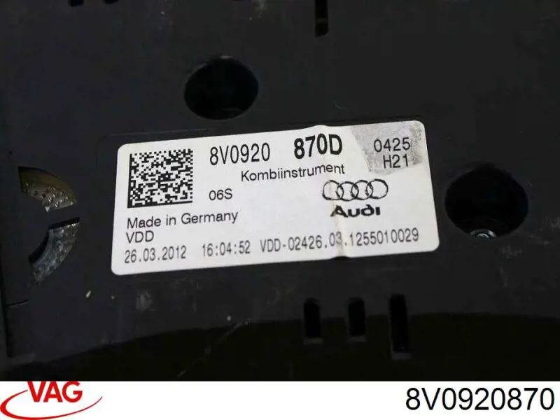 8V0920870 VAG Щиток приладів додатковий