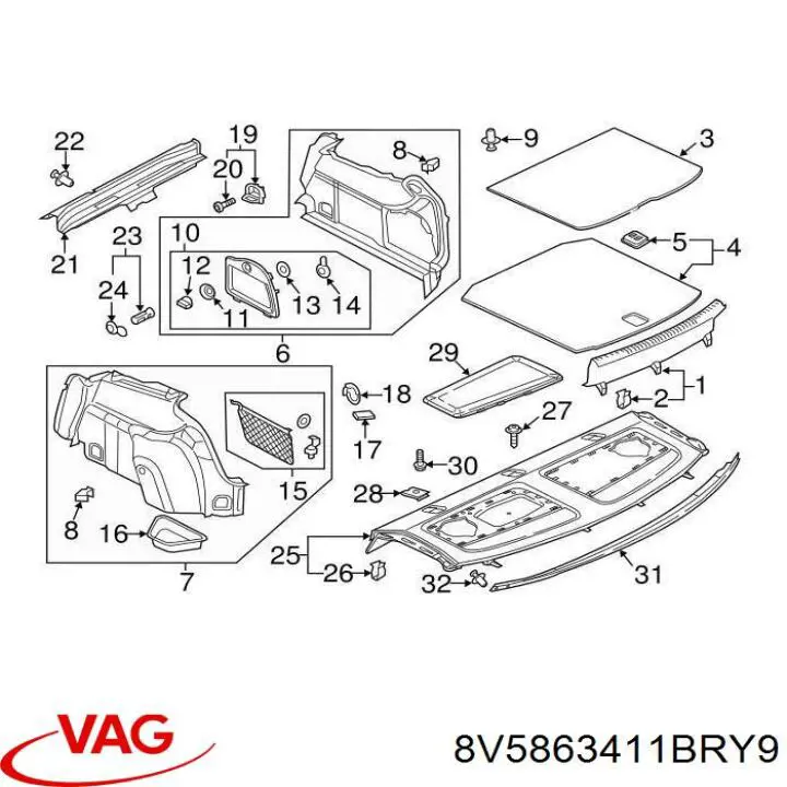 8V5863411HRY9 VAG Полку салону, задня