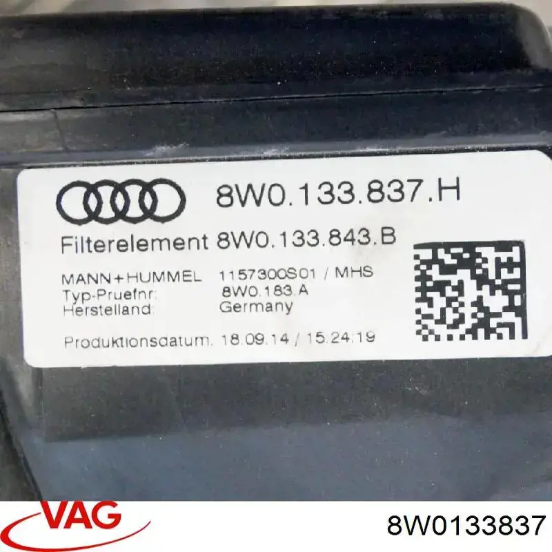 Корпус повітряного фільтра VAG 8W0133837