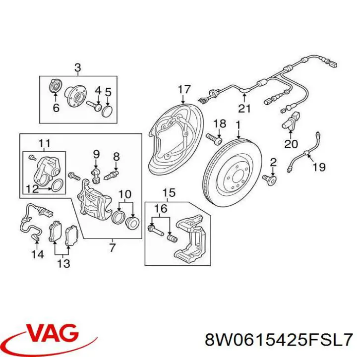 8W0615425FSL7 VAG Скоба супорту заднього