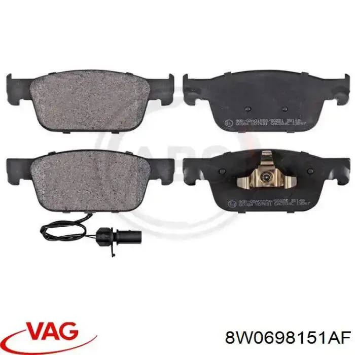 Колодки гальмівні передні, дискові 8W0698151AF VAG