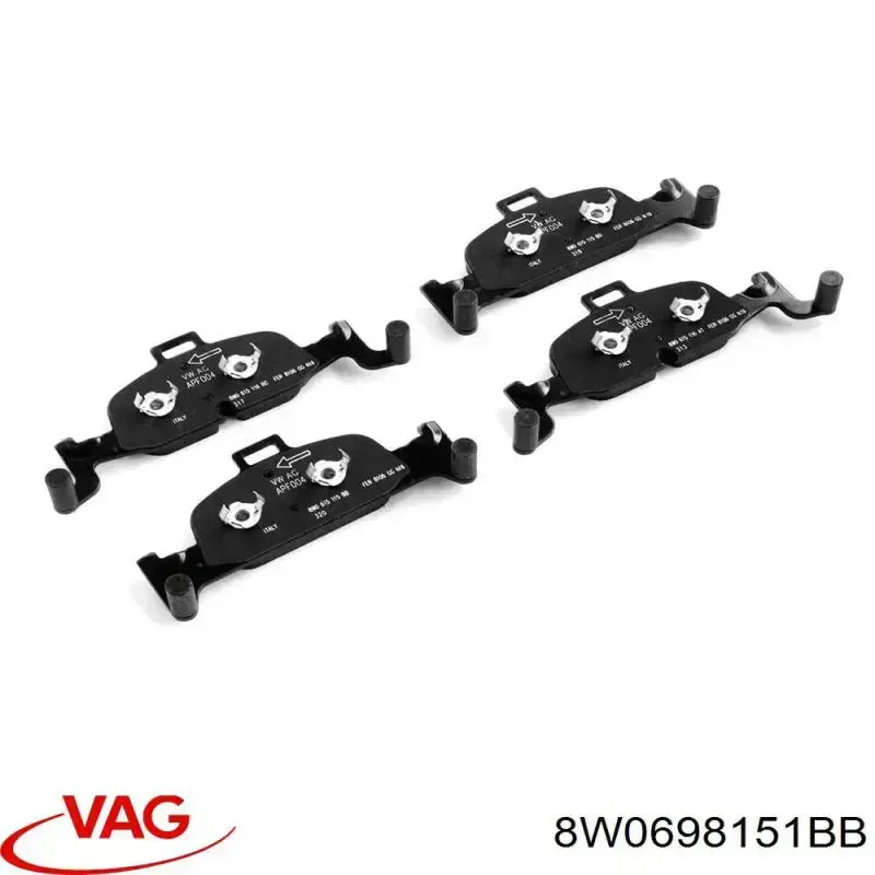 Колодки гальмівні передні, дискові 8W0698151BB VAG