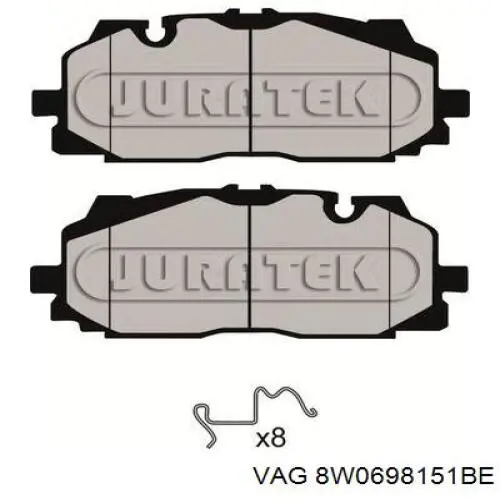Купити 8W0698151BE VAG Колодки гальмівні передні, дискові