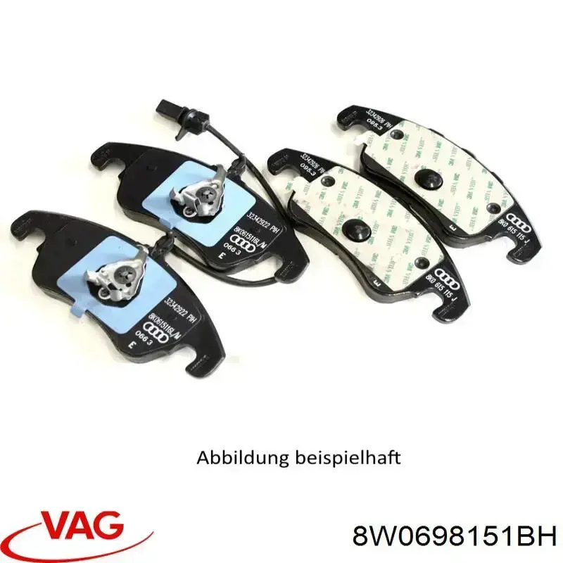 Колодки гальмівні передні, дискові 8W0698151BH VAG