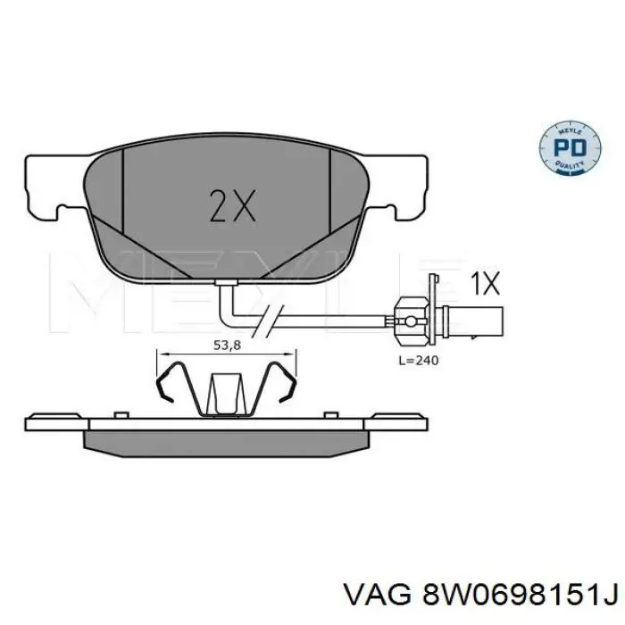 Гальмівні колодки VAG 8W0698151J ціна, від 79.79 USD