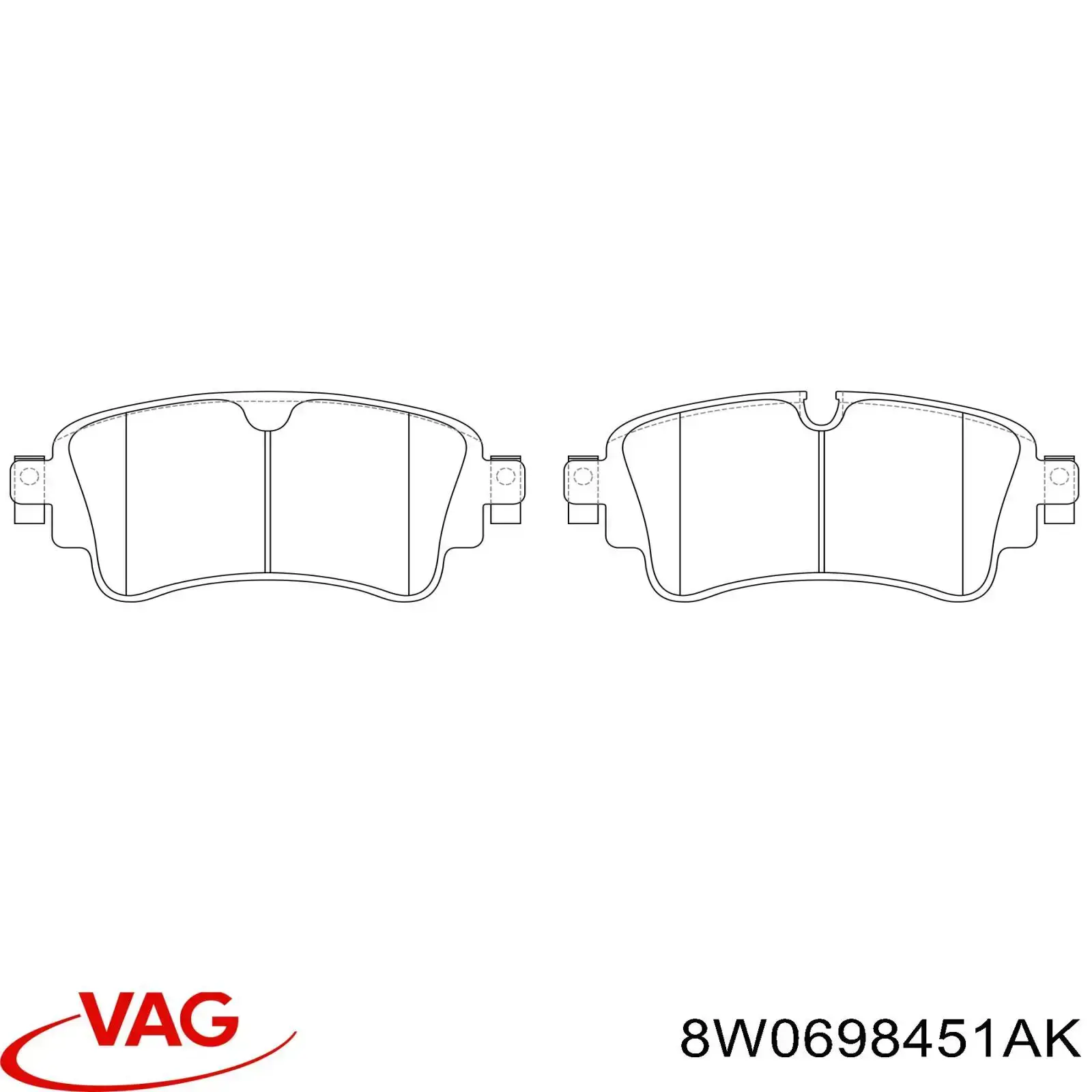 8W0698451AK VAG Колодки гальмівні задні, дискові