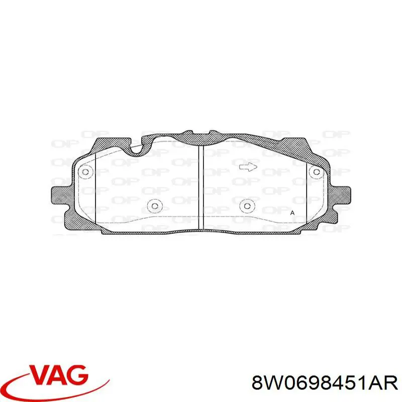 Задні гальмівні колодки VAG 8W0698451AR ціна, від 62.98 USD