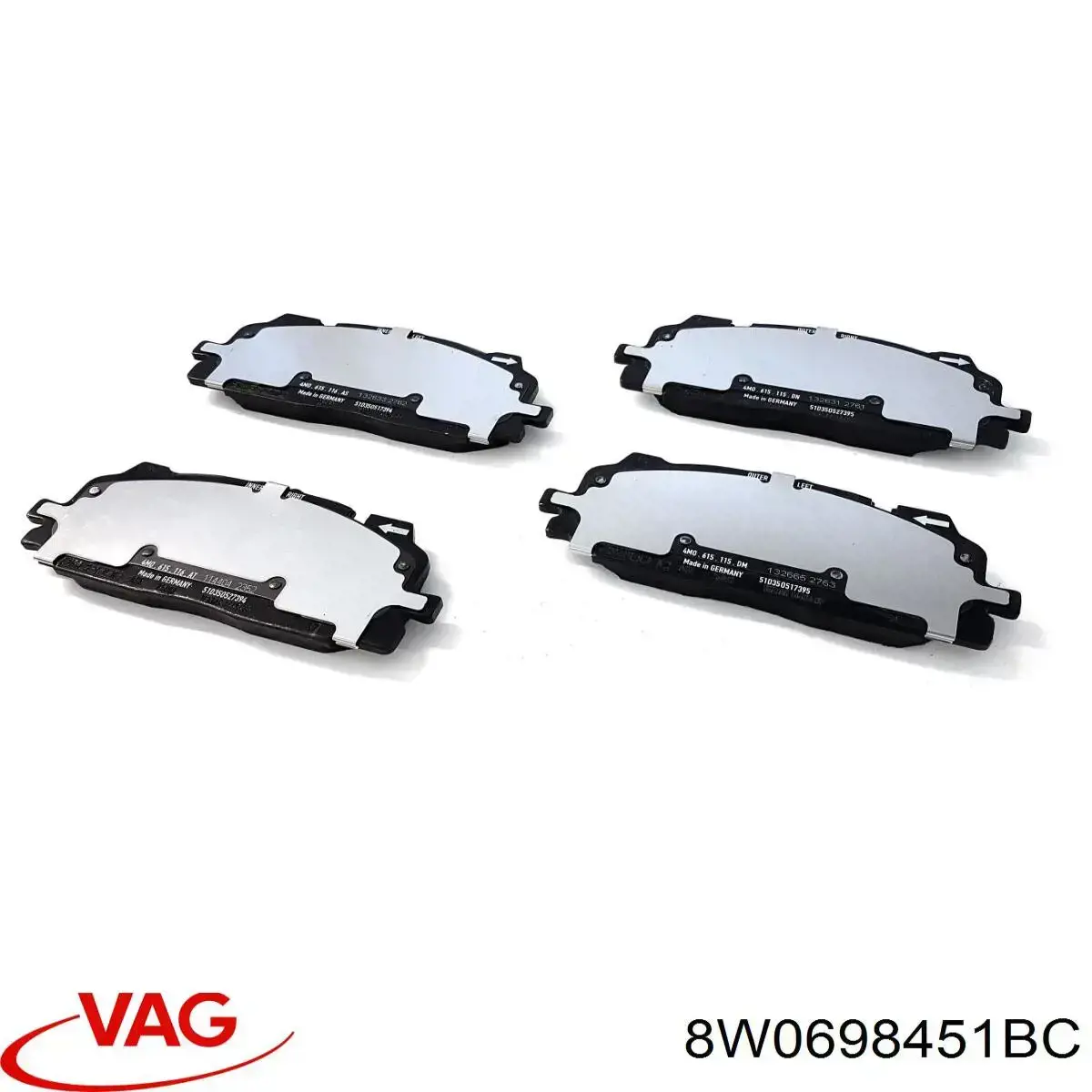 Задні гальмівні колодки VAG 8W0698451BC ціна, від 157.09 USD