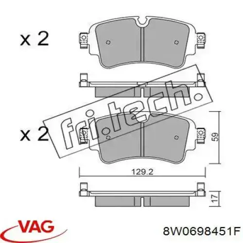 Купити 8W0698451F VAG Задні колодки