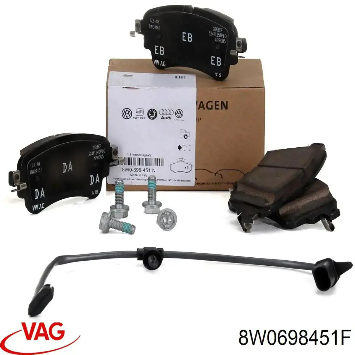 8W0698451F VAG Колодки гальмівні задні, дискові