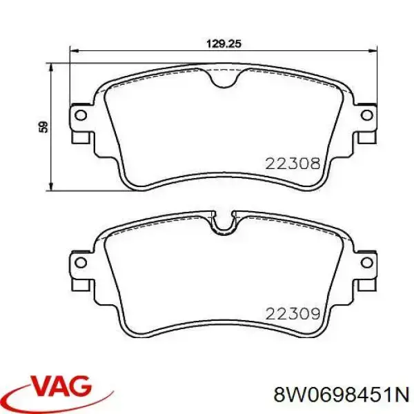 Задні гальмівні колодки VAG 8W0698451N ціна, від 42.55 USD