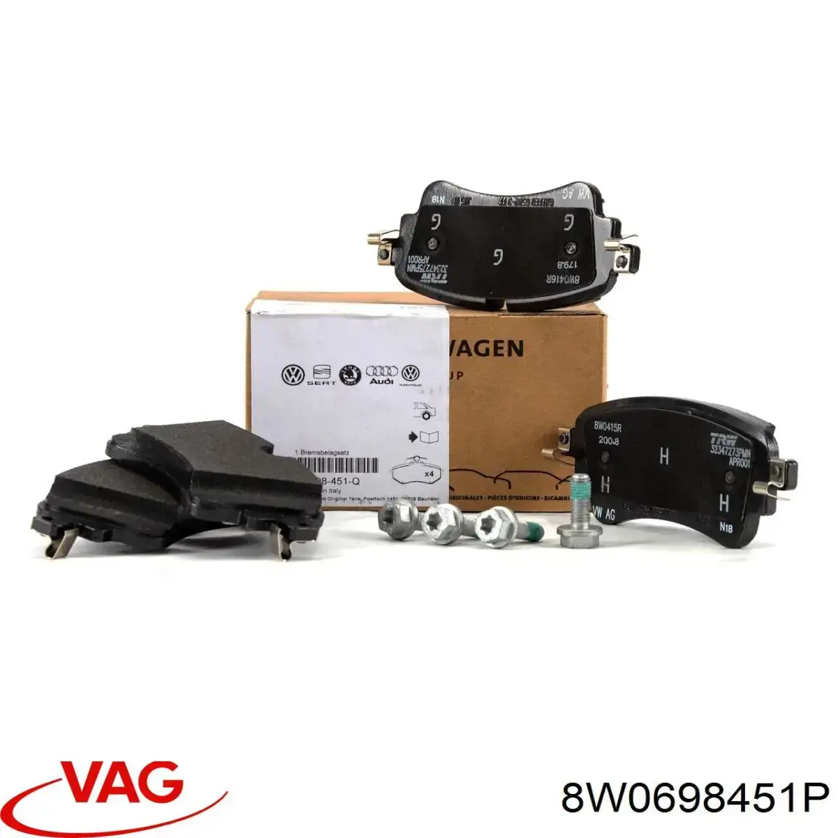 Задні гальмівні колодки 8W0698451P VAG