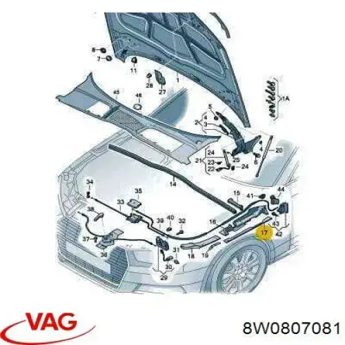 Купити 8W0807081 VAG Накладка верхня передньої панелі/супорту радіатора