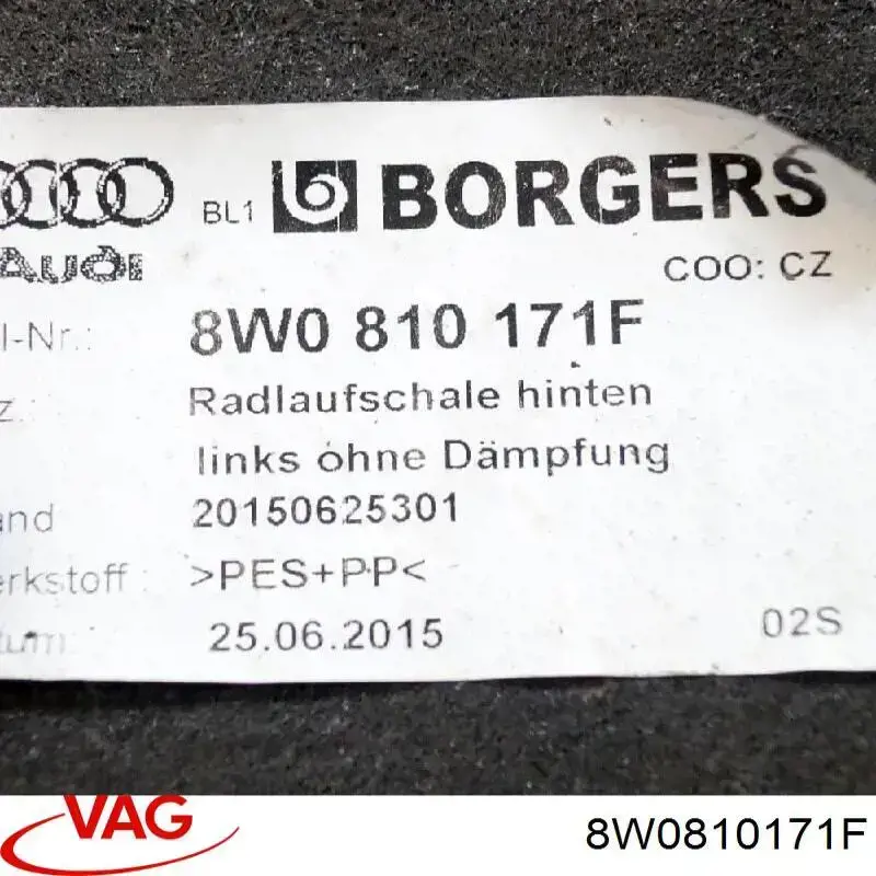 8W0810171F VAG Підкрилок заднього крила, лівий