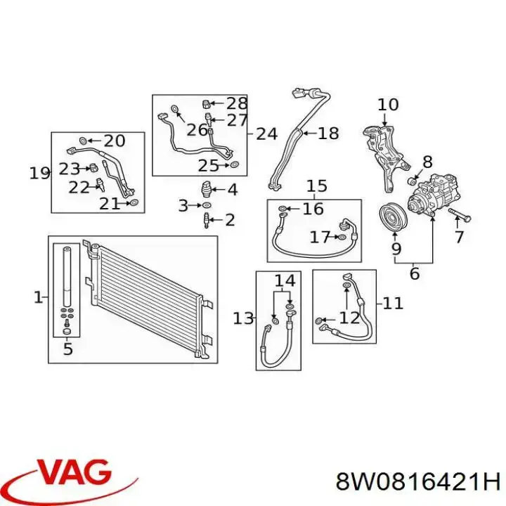 Конденсатор кондиціонера VAG 8W0816421H ціна, від 117.98 USD