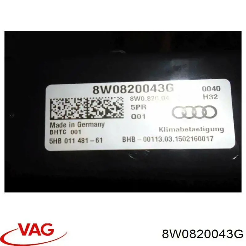 8W0820043G5PR VAG Механізм управління кондиціонером