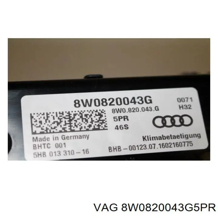 8W0820043G5PR VAG Механізм управління кондиціонером