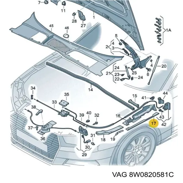 Заглушка жабо збоку 8W0820581C VAG