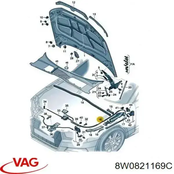 Заглушка жабо збоку VAG 8W0821169C ціна, від 12.67 USD