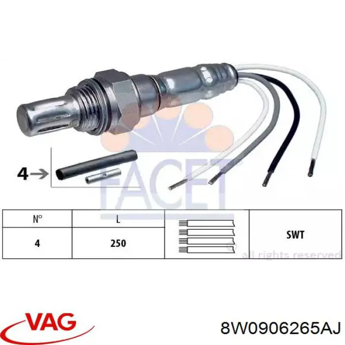 Купити 8W0906265AJ VAG Лямбда-зонд, датчик кисню після каталізатора, правий