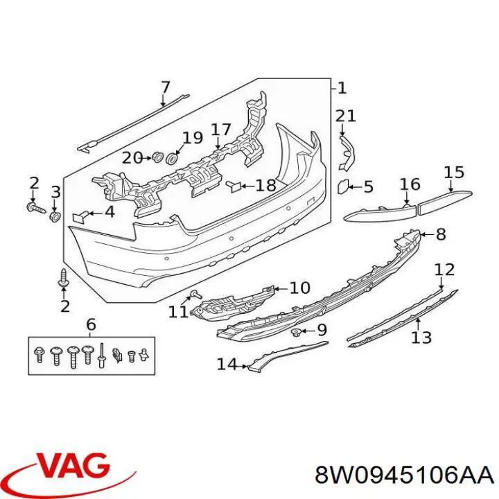 Правий катафот заднього бампера VAG 8W0945106AC ціна, від 9.92 USD