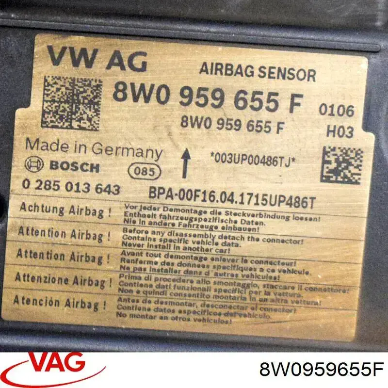 Модуль-процесор керування подушки безпеки VAG 8W0959655F ціна, від 216.39 USD