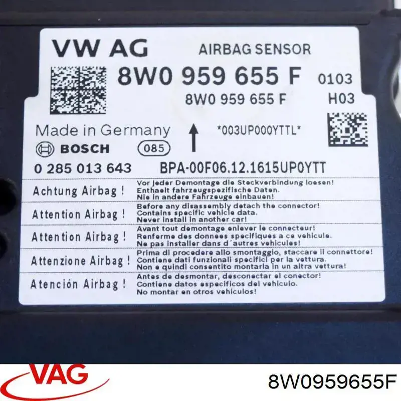 Купити 8W0959655F VAG Модуль-процесор керування подушки безпеки