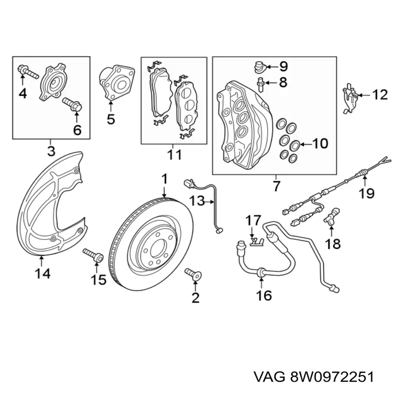 8W0972251 VAG Провід датчика АБС передній лівий