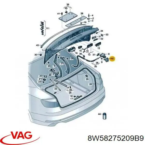 Кришка багажника VAG 8W58275209B9 ціна, від 2.53 USD