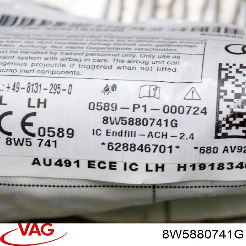 Купити 8W5880741F VAG Подушка безпеки, шторка бічна, ліва, AIRBAG