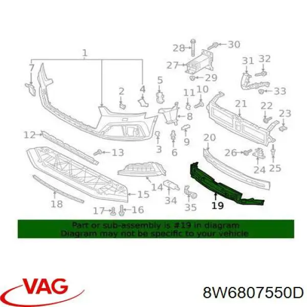 Абсорбер бампера переднього VAG 8W6807550D ціна, від 96.46 USD