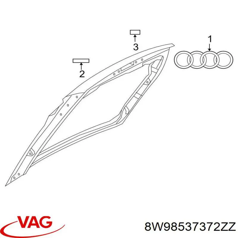 Емблема на кришку багажника, фірм.значок VAG 8S0853737A2ZZ ціна, від 3.81 USD