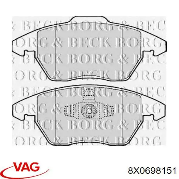 Купити 8X0698151 VAG Колодки гальмівні передні, дискові