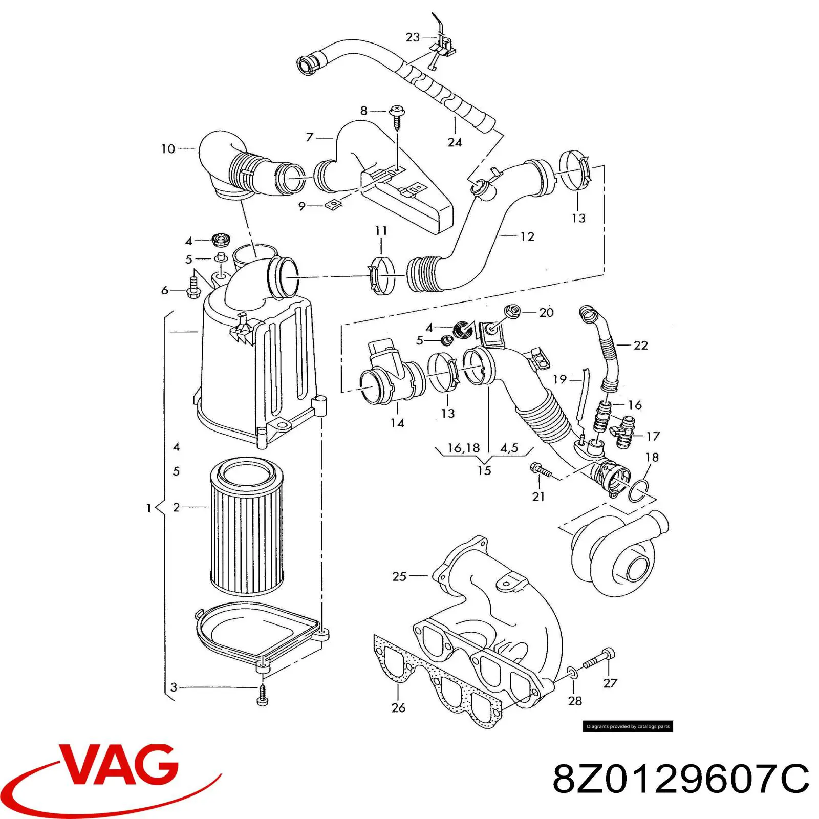 Купити 8Z0129607C VAG Автомобільний фільтр повітря