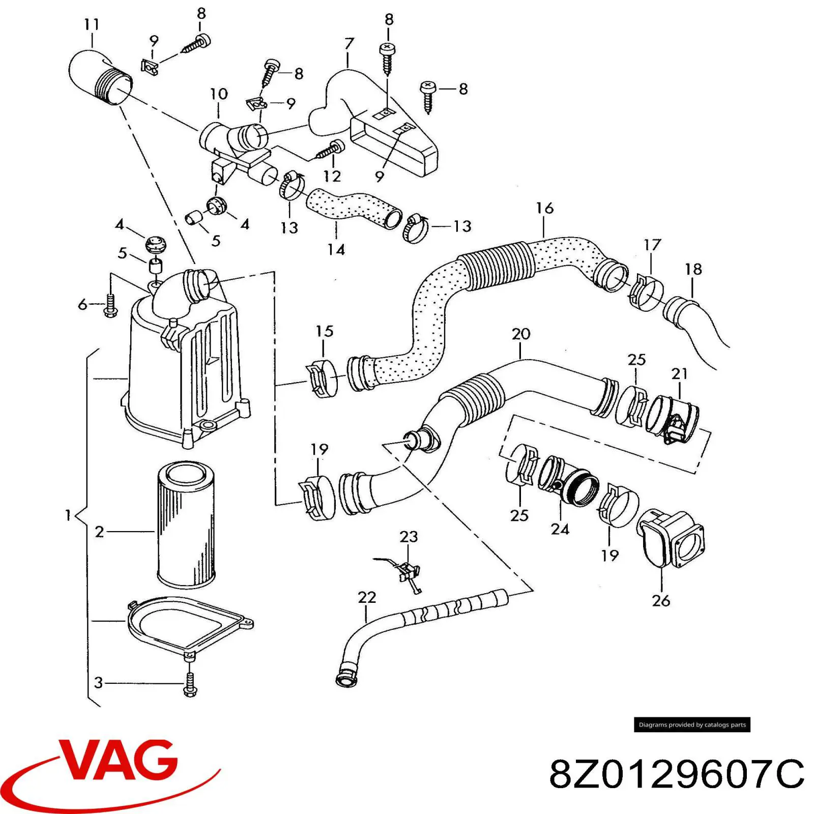 8Z0129607C VAG Повітряний фільтр двигуна