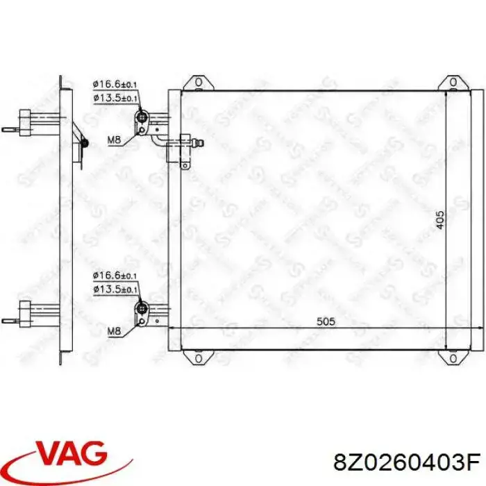 Радіатор кондиціонера 8Z0260403F VAG
