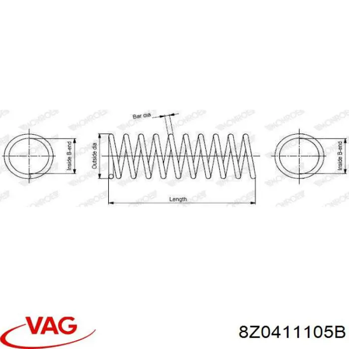 Пружина передня VAG 6Q0411105AL ціна, від 20.89 USD