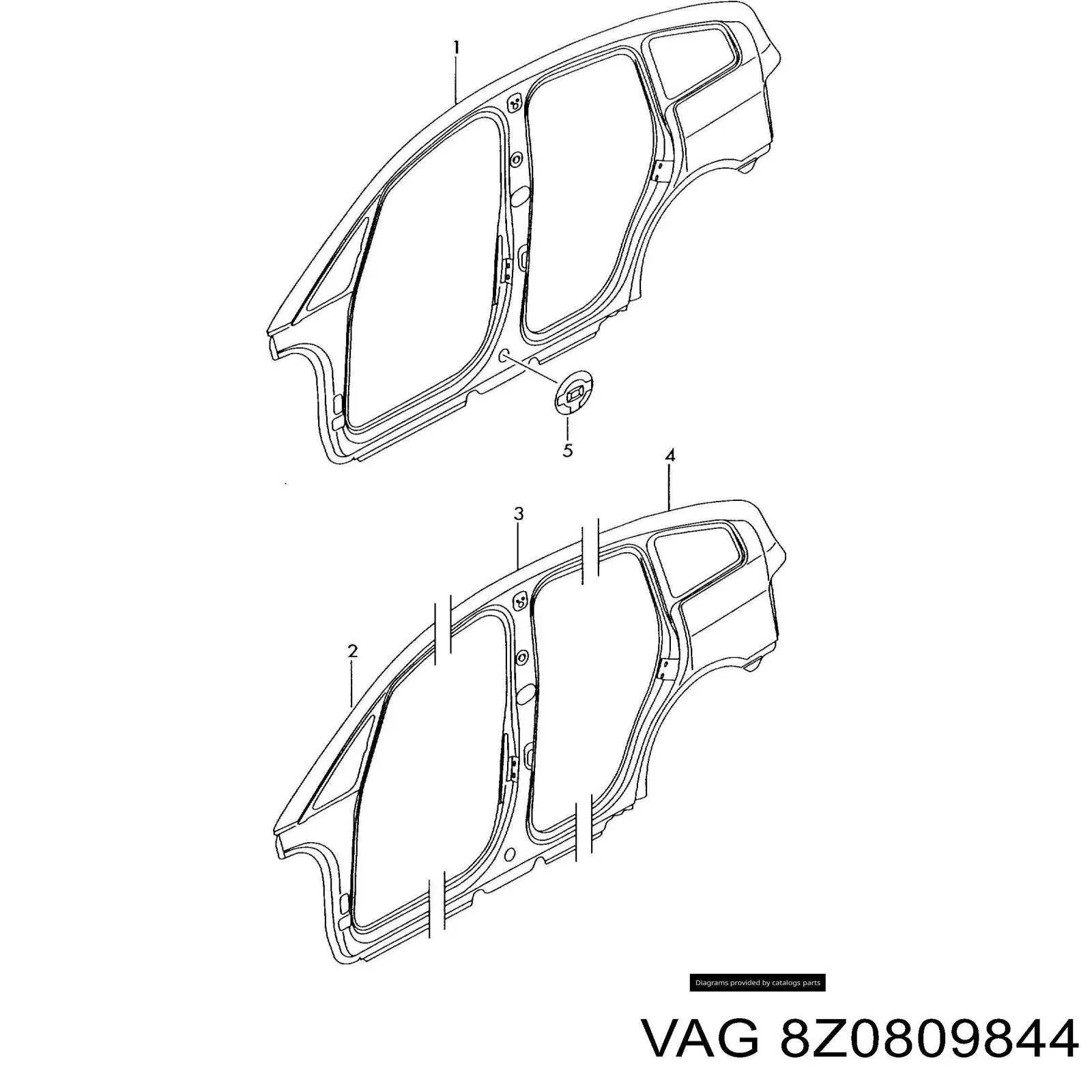 Крило заднє праве VAG 8Z0809844 ціна, від 380.24 USD