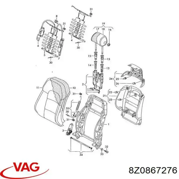 Купити 8Z0867276 VAG Пістон (кліп) кріплення обшивки кришки багажника